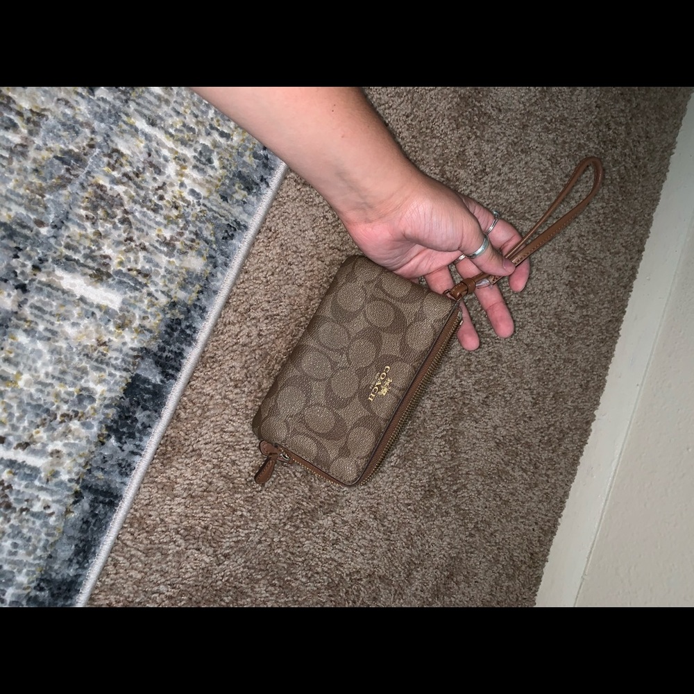 Brown Coach wristlet